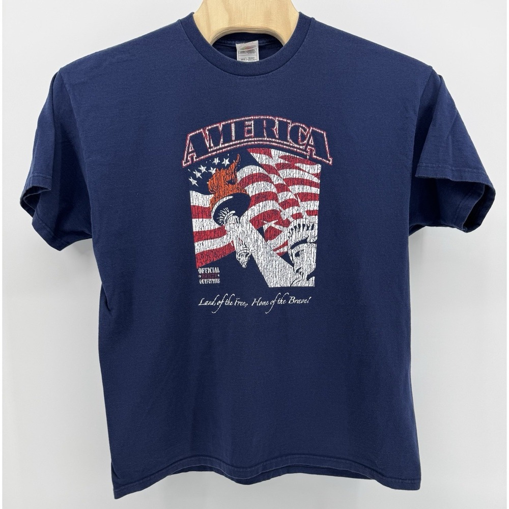 Vintage 90s Fruit of the Loom America Land of the Free T-Shirt Size 2XL USA